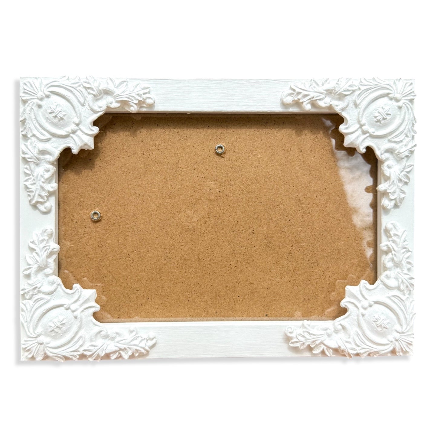 Ornate Bright White Picture Frame: Handmade Resin Detail, Plexiglass Cover