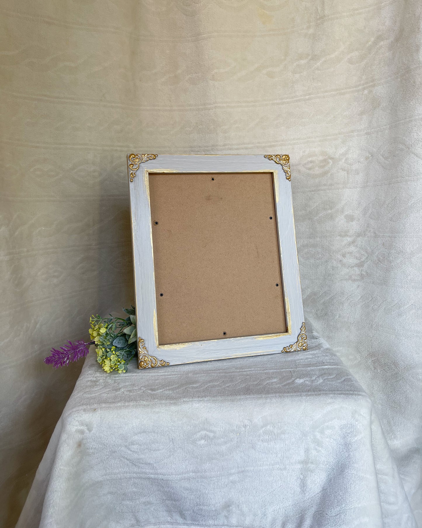 Solid Wood Photo Frame, White Black Gray Ivory with Gold Accents