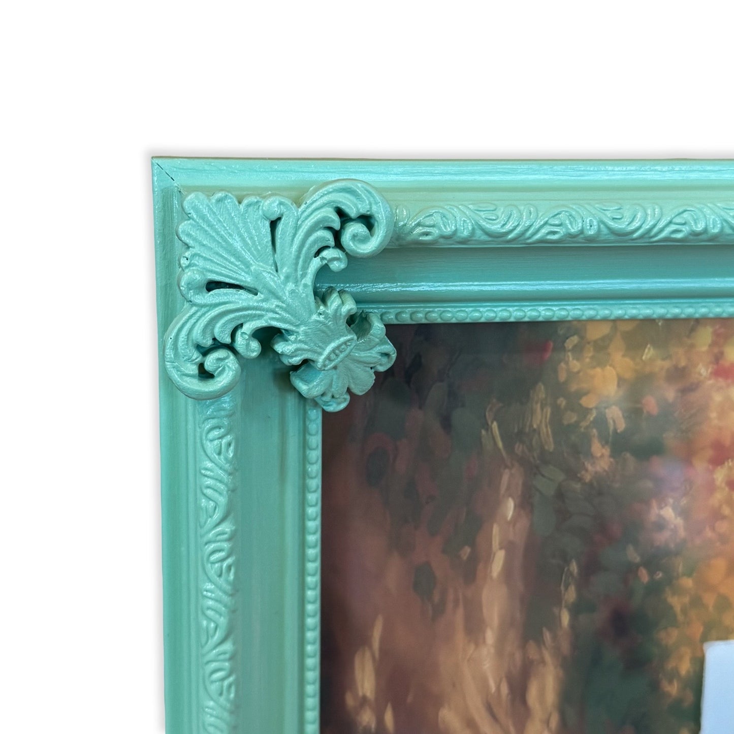 Ornate 11x14 Picture Frame: Mint Green with Handmade Resin Scroll Filigree Embellishments