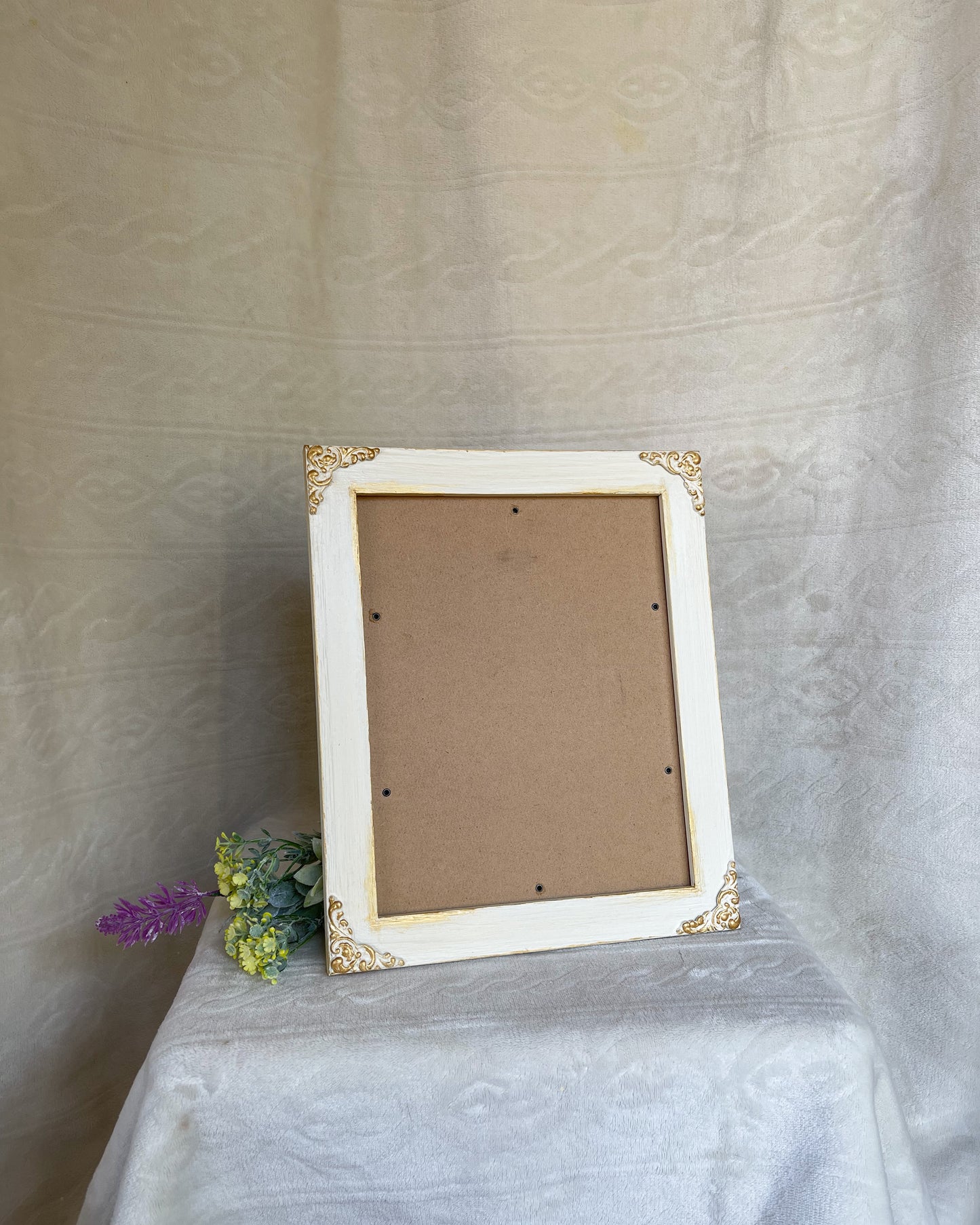 Solid Wood Photo Frame, White Black Gray Ivory with Gold Accents