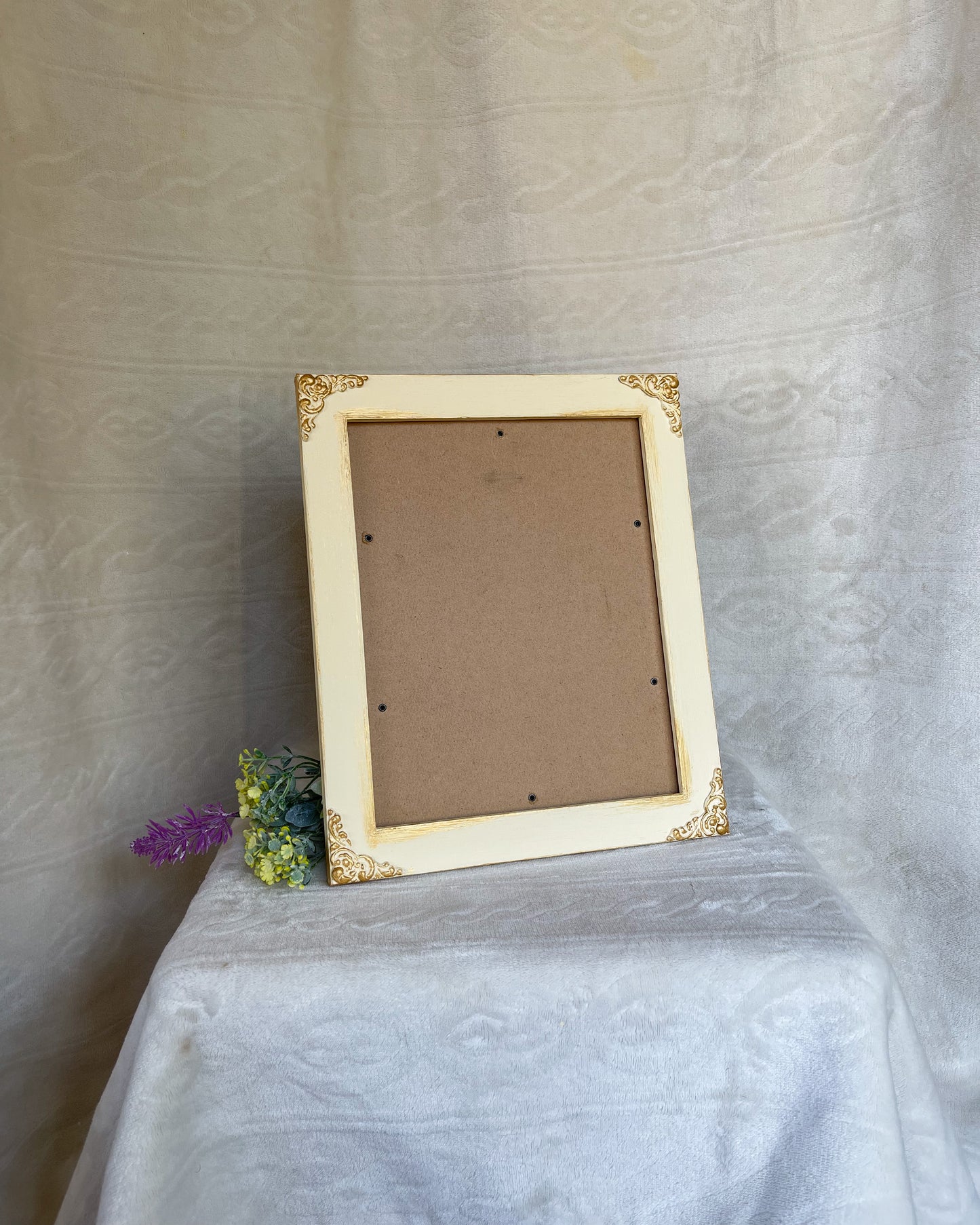 Solid Wood Photo Frame, White Black Gray Ivory with Gold Accents