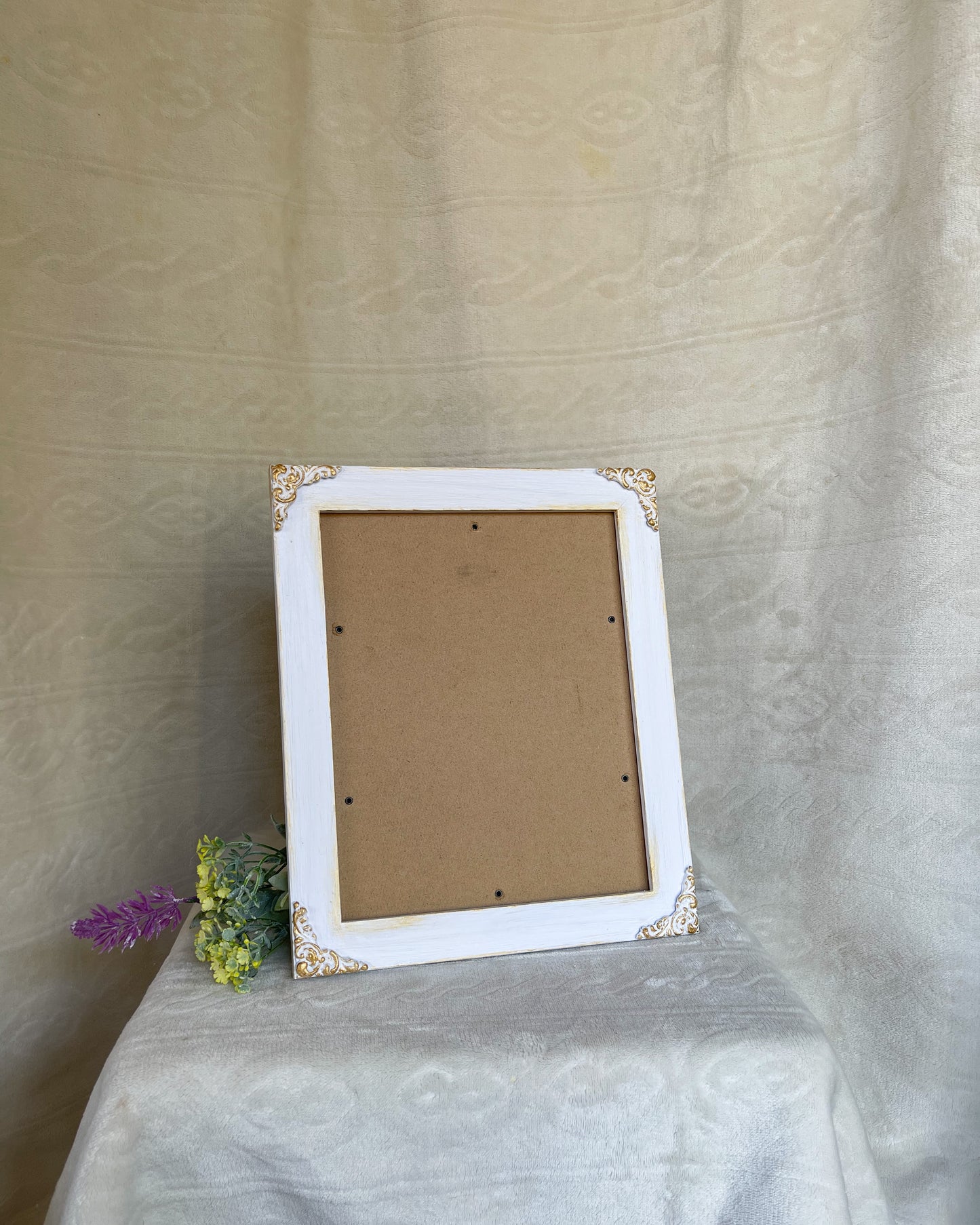 Solid Wood Photo Frame, White Black Gray Ivory with Gold Accents