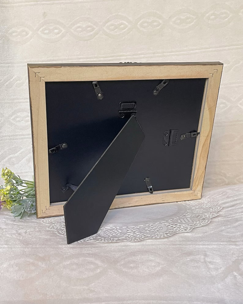 Handmade Solid Wood Ornate Photo Frame, Black with Metallic Accents