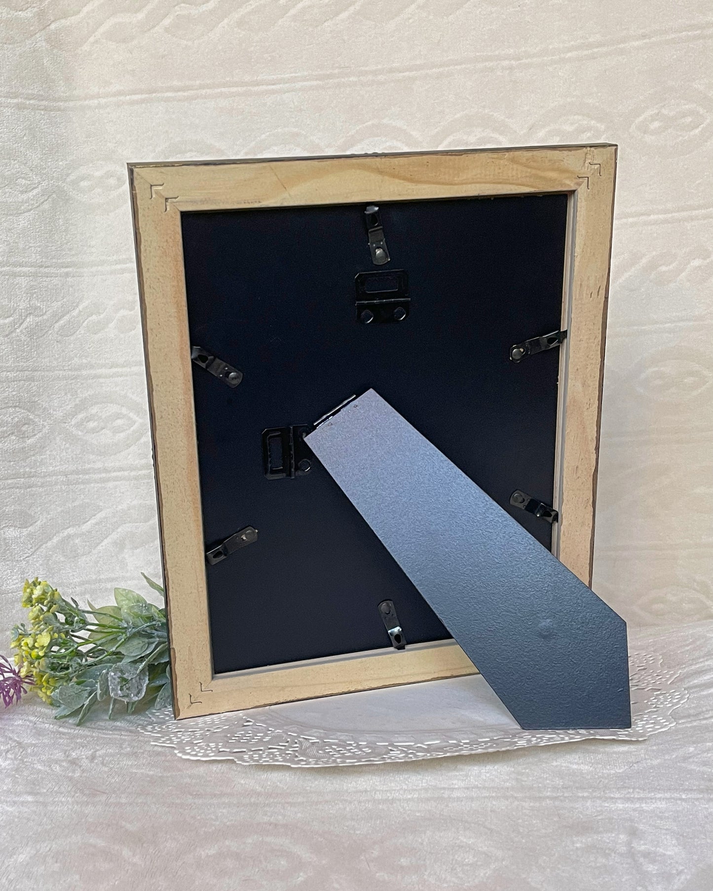 Handmade Solid Wood Photo Frame, Navy Blue with Gold Accents