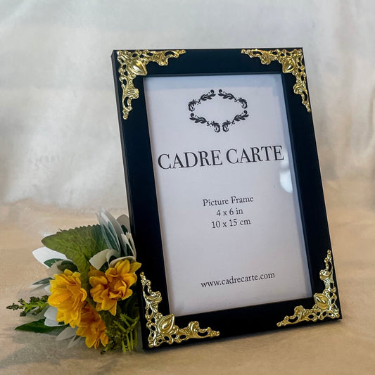 4x6 Handmade Plastic Wedding Table Frame, Black with Gold Filigree Accents