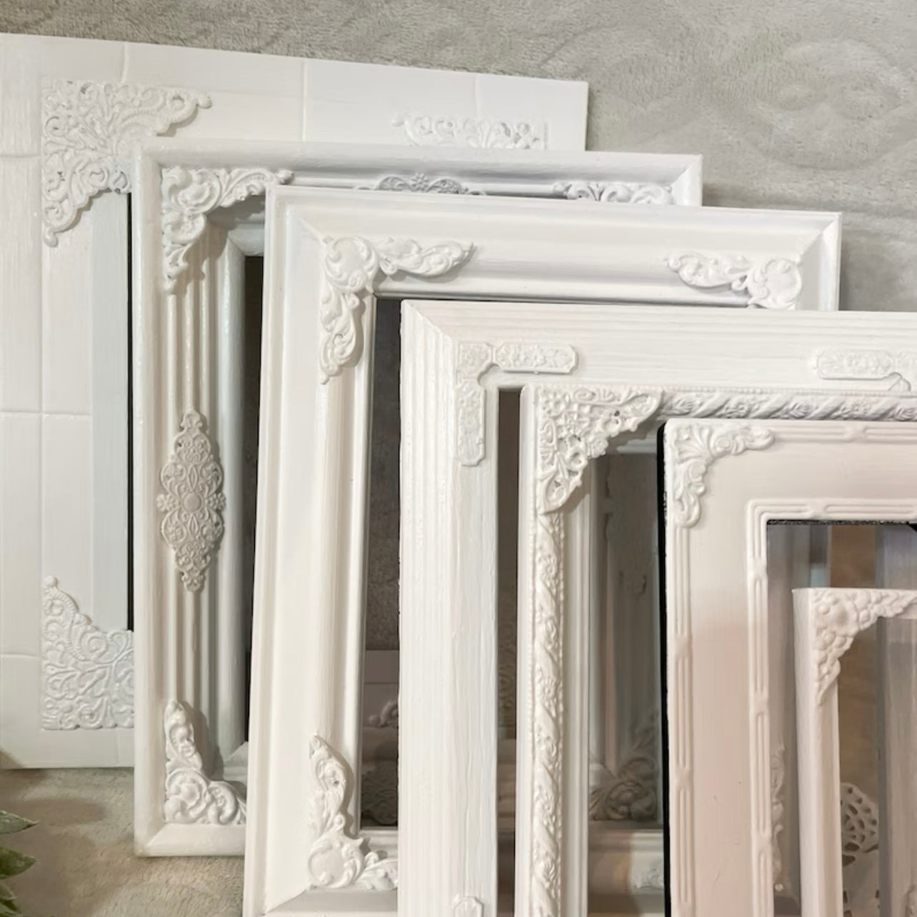 Mix & Match Photo Frames, Vintage/Upcycled Antique Style, Ornate Bright White